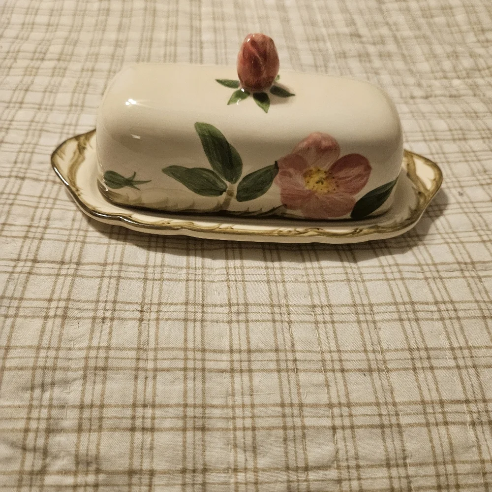 Vintage Franciscan Desert Rose Butter Dish With Lid. - Picture 1 of 4